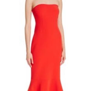 Luna strapless dress in venetian red
